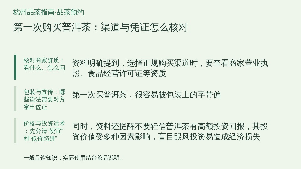 第一次购买普洱茶:渠道与凭证怎么核对的知识要点示意图