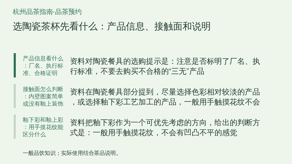 选陶瓷茶杯先看什么:产品信息、接触面和说明的知识要点示意图